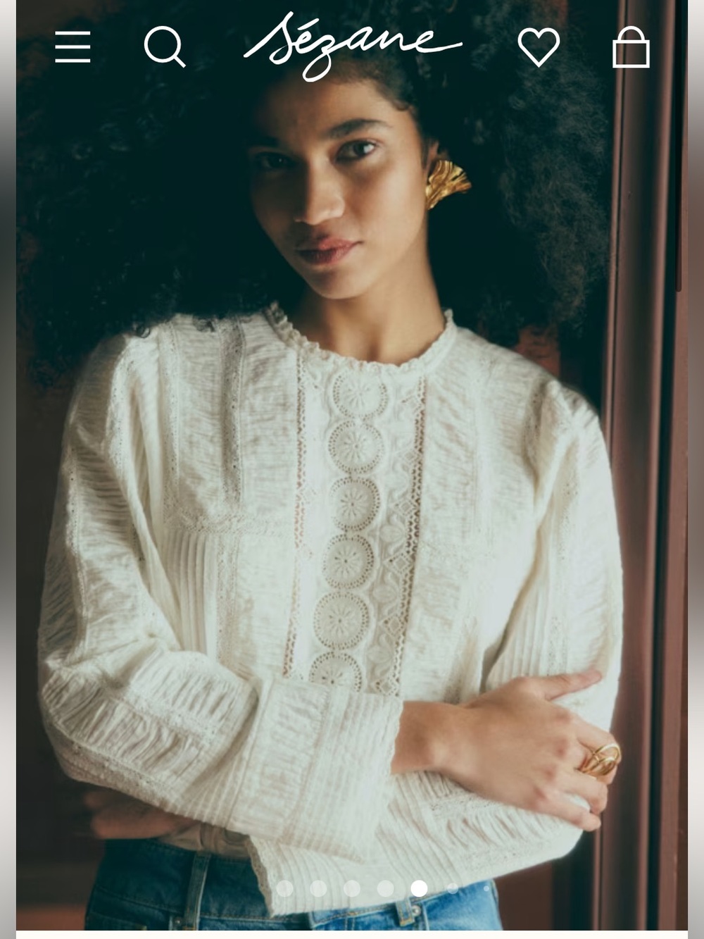 Sezane White Embroidered Bamba Shirt Size 4 BNWT